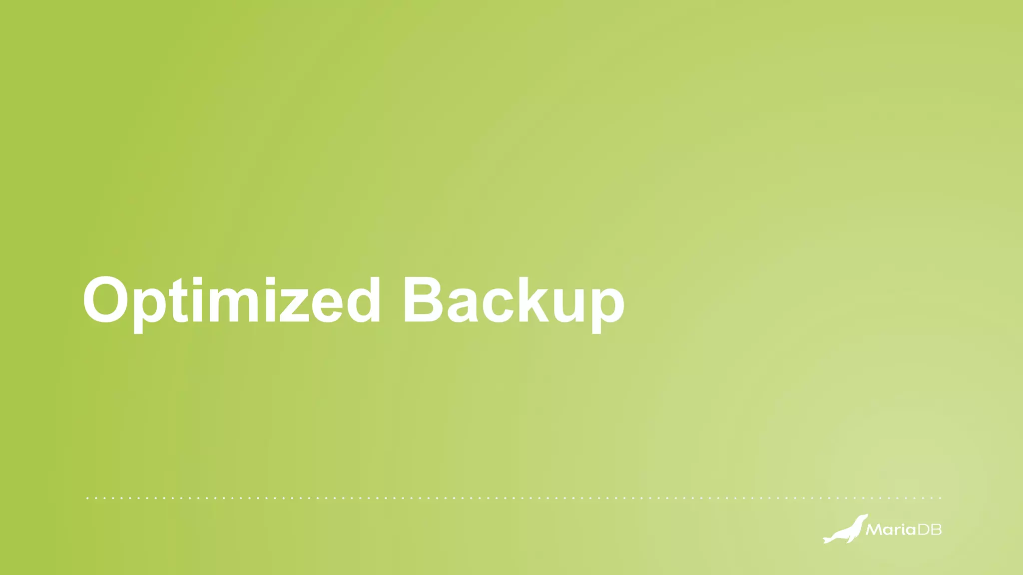 Optimized Backup
 
