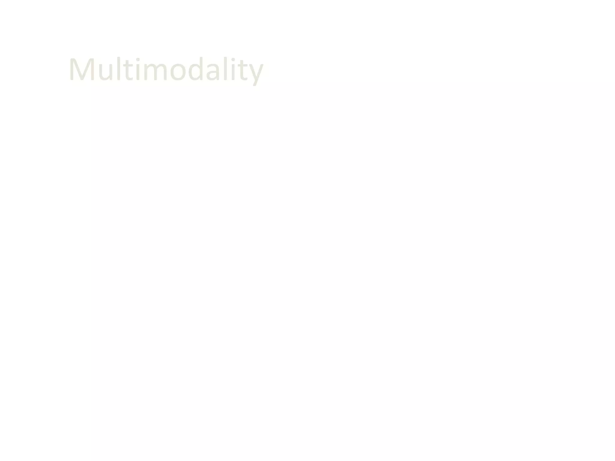 Multimodality Kress & van Leeuwen – notion of different semiotic systems than just orthography. Notion of modes == visual signs, colour systems, layout, notation systems, kinesthetic and other ways of signifying meaning other than language. More mixing of modes possible with today’s digital technologies (not new but more expanded opportunities). 