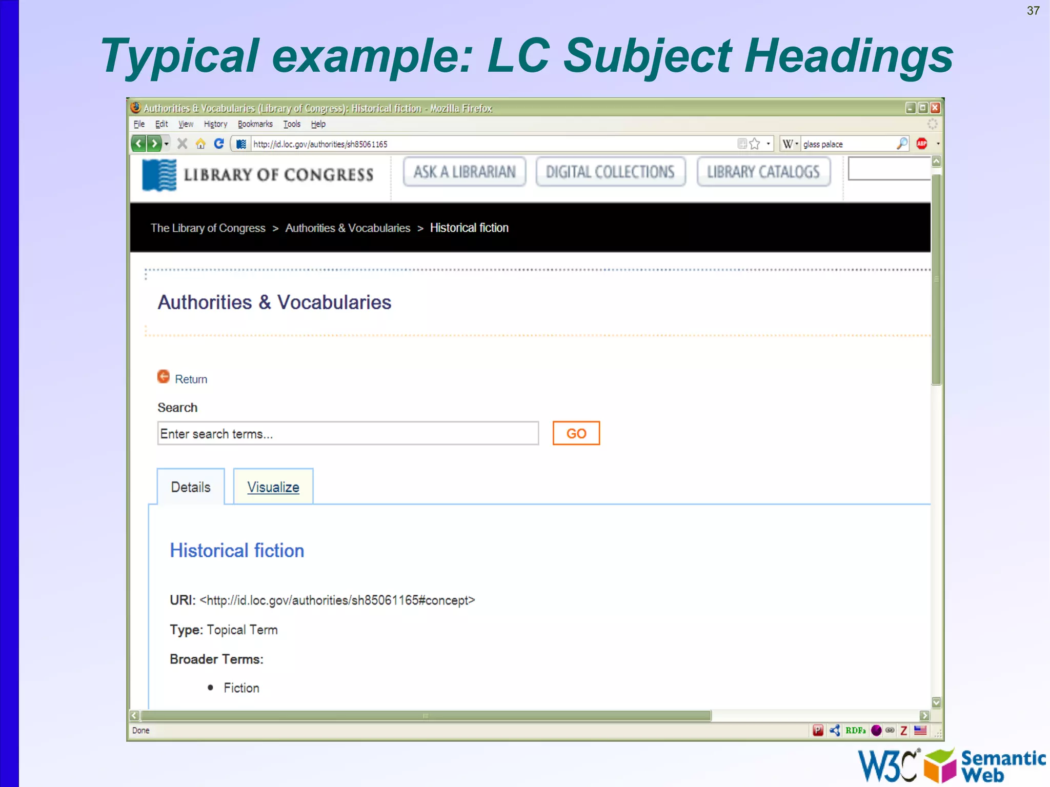 37



Typical example: LC Subject Headings
 