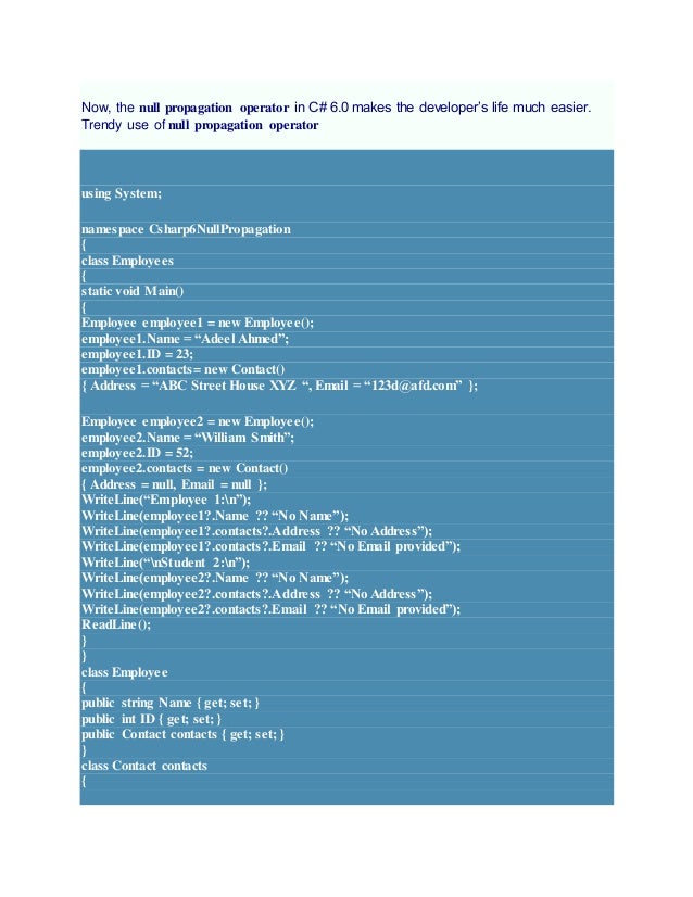 What is new in c sharp 6
