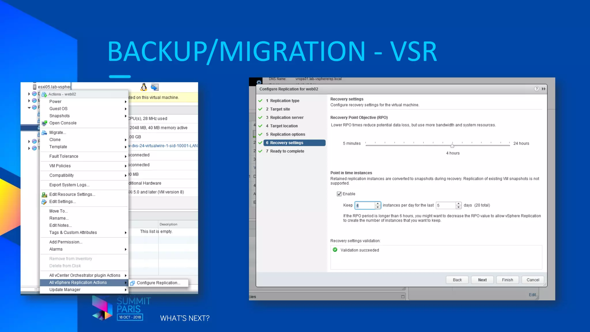 BACKUP/MIGRATION - VSR
WHAT’S NEXT?
 