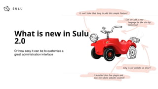 What is new in Sulu
2.0
Or how easy it can be to customize a
great administration interface
 