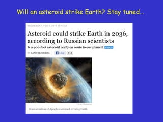 Will an asteroid strike Earth? Stay tuned… 