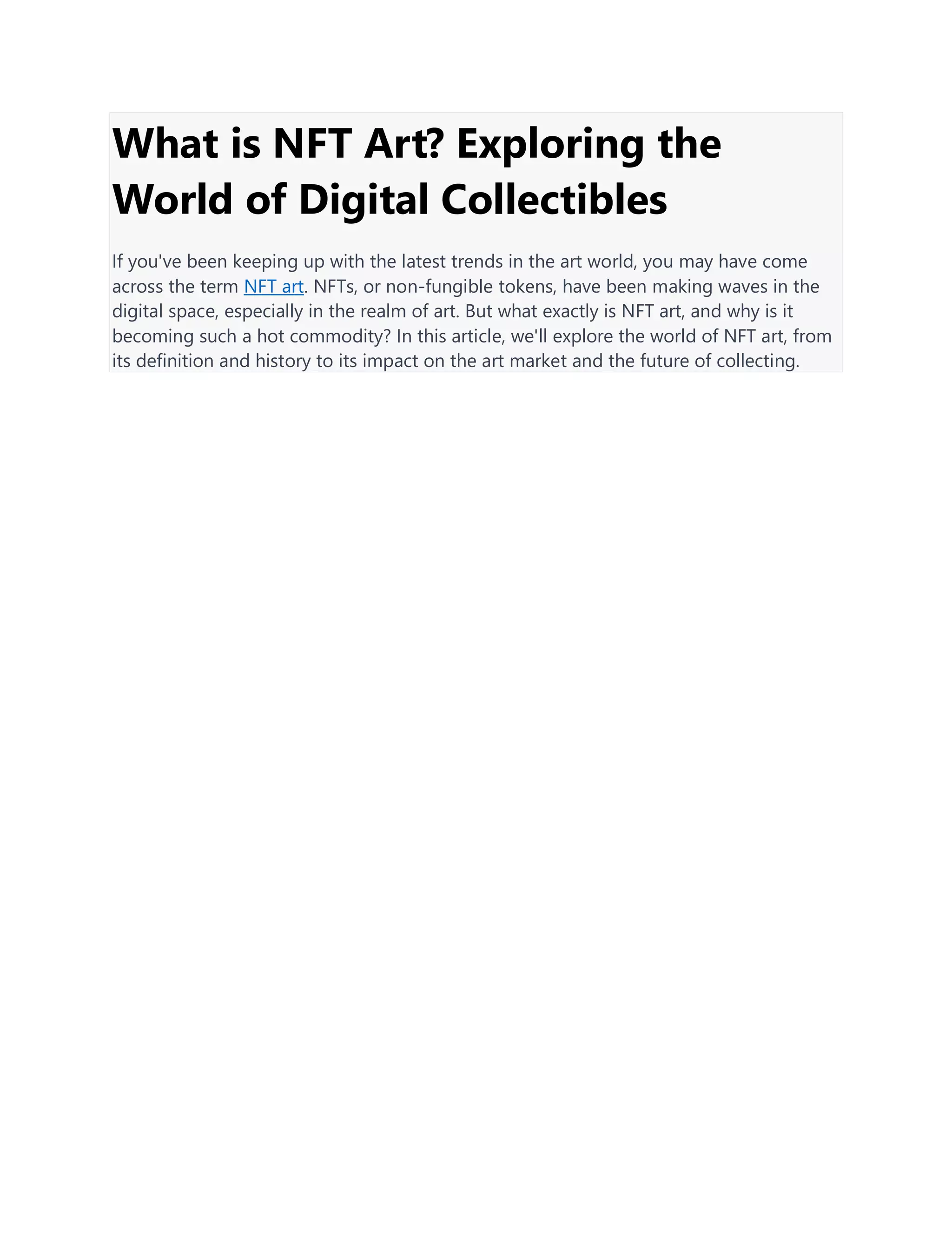 What is NFT Art.pdf | Business and Finance