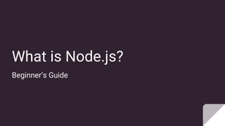What is Node.js?
Beginner’s Guide
 