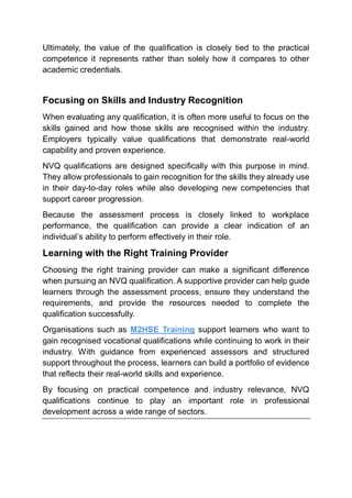 What is NVQ Level 4 Equivalent to? | M2HSE Training | PDF