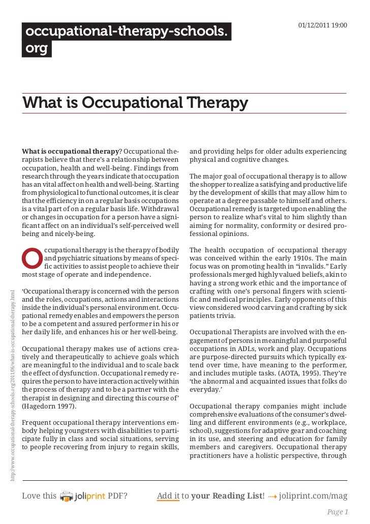 What is occupational therapy
