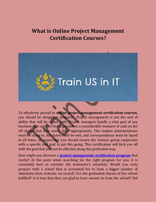 Online Project Management Certification