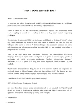 What is oops concept in java? | PDF