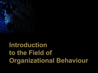 .

Introduction
to the Field of
Organizational Behaviour
         1
 