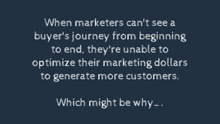 When marketers can't see a
buyer's journey from beginning
to end, they're unable to
optimize their marketing dollars
to generate more customers.
Which might be why….
 