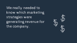 We really needed to
know which marketing
strategies were
generating revenue for
the company.
 