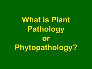 What is Plant
Pathology
or
Phytopathology?
 