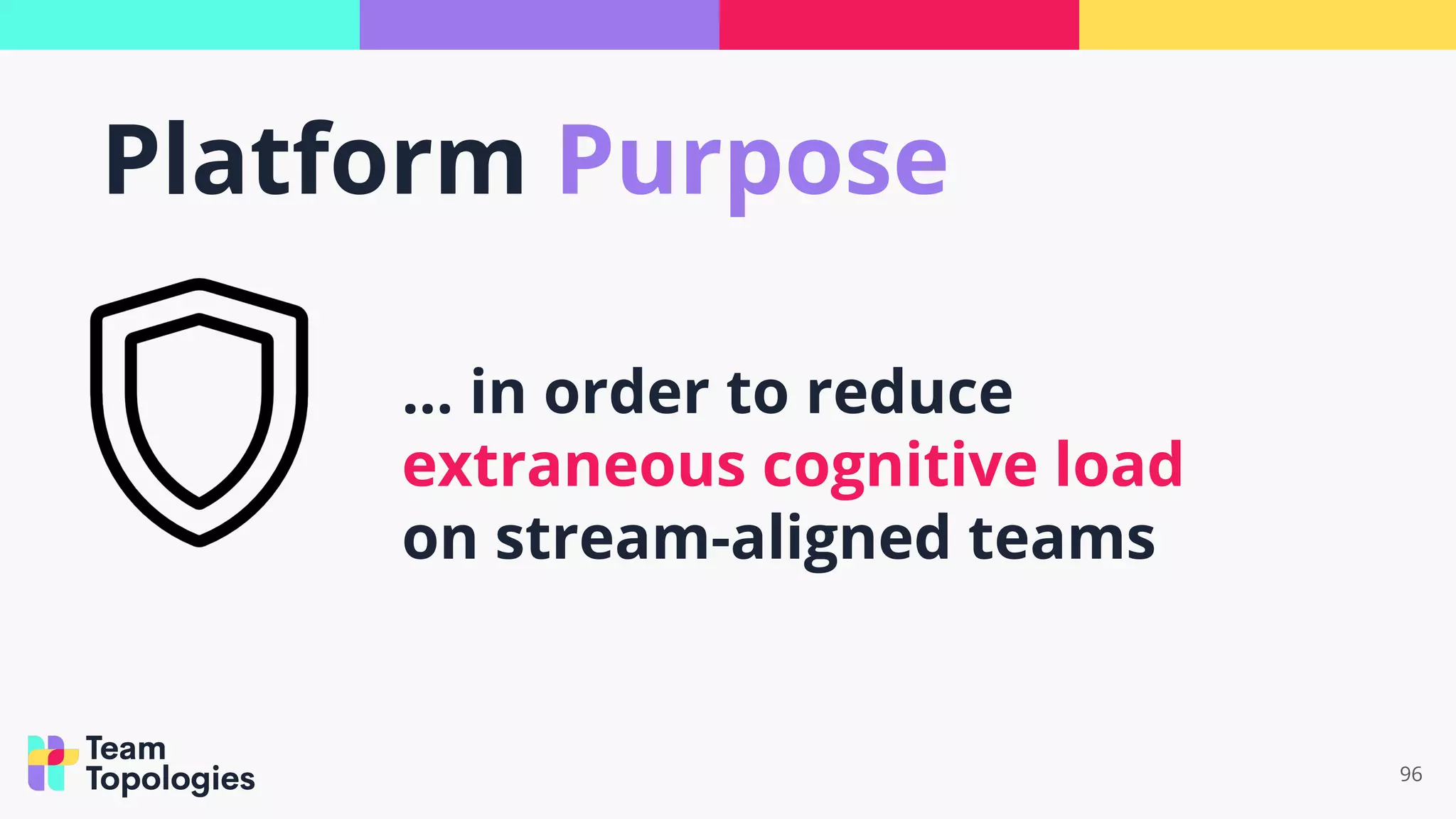 96
… in order to reduce
extraneous cognitive load
on stream-aligned teams
Platform Purpose
 