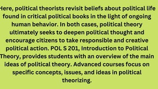 Here, political theorists revisit beliefs about political life
found in critical political books in the light of ongoing
h...