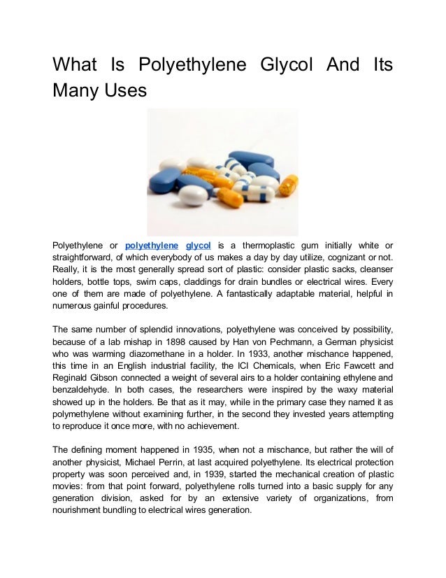 What is polyethylene glycol and its many uses