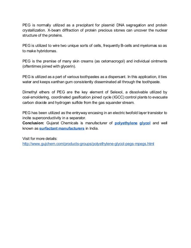 What is polyethylene glycol and its uses