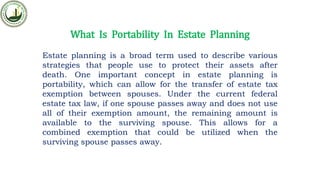 What Is Portability In Estate Planning, And What Are Its Impacts? | PPTX