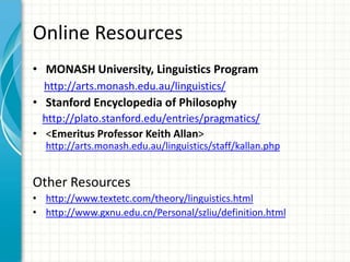 Understanding SpeechForce MeaningUtterance MeaningParadigm of speaking in  pragmaticsSpeechTime Spent