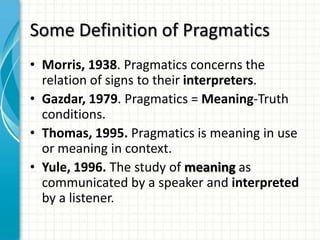 Contemporary Pragmatic Theory1. Two models of Linguistic Communication2. Relevance Theory2.1 The Principles of Relevance	2.2 Implicated Premises and Conclusions3. Levinson's Theory of Utterance-Type-Meaning4. Literalists, Minimalists, Contextualists and Others