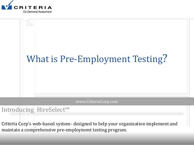 what is pre employment testing employment assessment