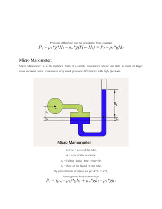 Micro Monometer What is pressure and its types | DOCX