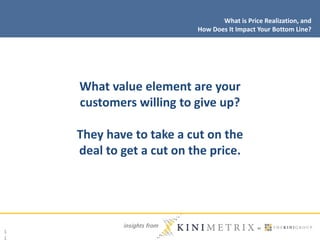 insights from
1
1
What value element are your
customers willing to give up?
They have to take a cut on the
deal to get a c...