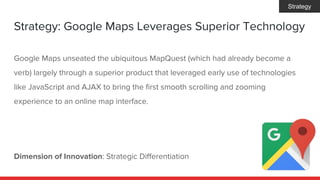 Strategy: Google Maps Leverages Superior Technology
Dimension of Innovation: Strategic Differentiation
Google Maps unseate...