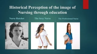 Historical Perception of the image of
Nursing through education
Nurse Ratchet The Sexy Nurse The Professional Nurse
 