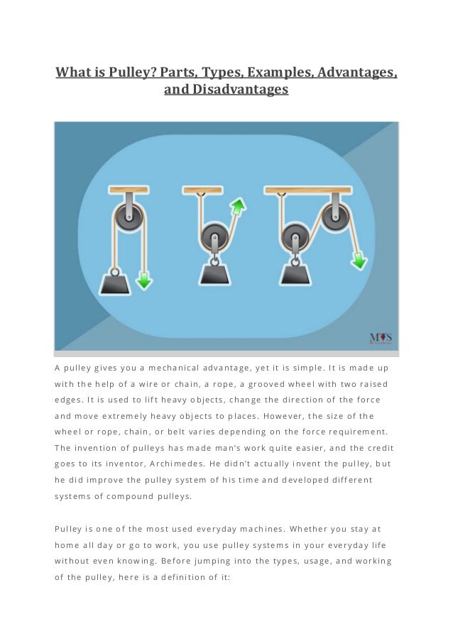 What is Pulley Parts Types Examples Advantages and Disadvantages PDF