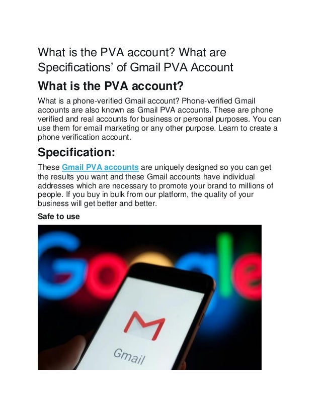 What is PVA Accounts and Specifications of Gmail PVA Accounts.