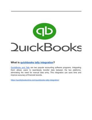 What is quickbooks tally integration | PDF