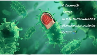 R. Saraswathi
18UT17
III B. SC BIOTECHNOLOGY
Pharmaceutical marketing
RABIES ҧ
 