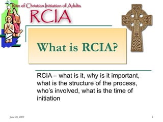 RCIA – what is it, why is it important, what is the structure of the process, who’s involved, what is the time of initiation What is RCIA? June 28, 2009 
