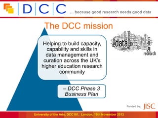 … because good research needs good data


      The DCC mission




                                                      ...