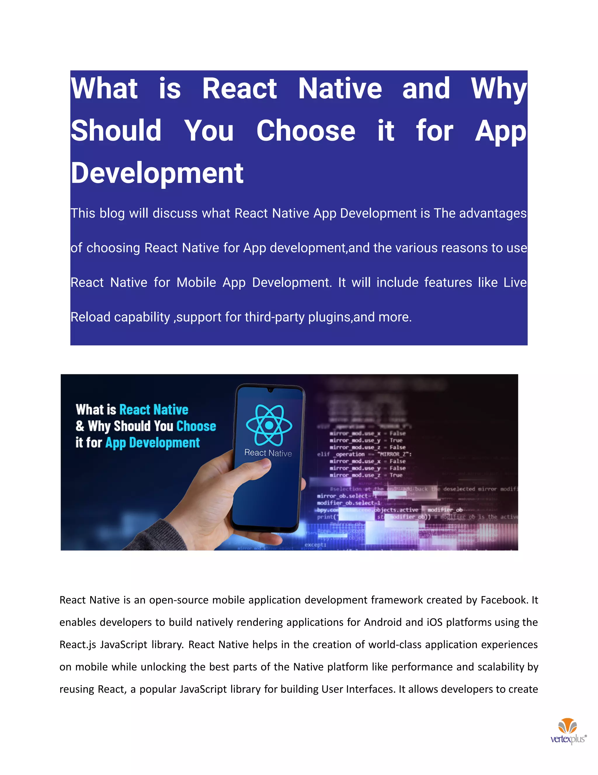 What is React Native and Why Should You Choose It For Mobile App | PDF ...