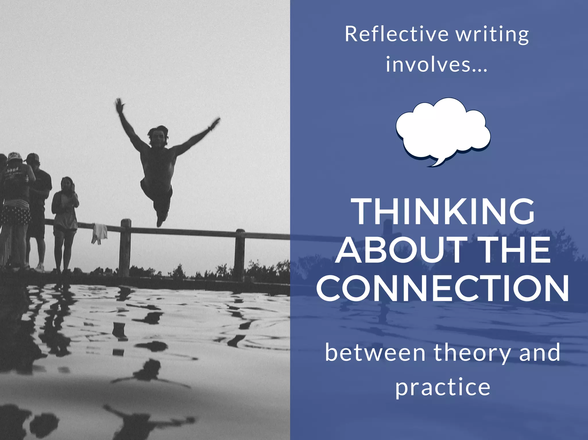 THINKING
ABOUT THE
CONNECTION
Reflective writing
involves...
between theory and
practice
 
