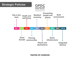 Strategic Policies
SP1 SP2 SP4 SP5 SP6 SP7 SP8 SP9 SP10
City in the
west
Good
Growth
Thriving
communities
Places and
destinations
Green
infrastructure
Integrated
delivery
Resilient
economy
Connecting
people and
places
Built
environment
SP3
Health and
well-being
 