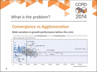 What is the problem? 
Wide variation in growth performance before the crisis 
Convergence vs Agglomeration 2 
 