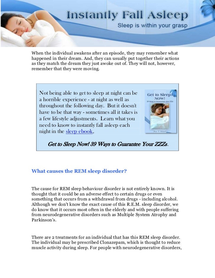 What is Rem Sleep Disorder