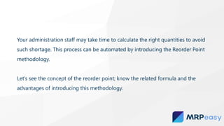 Reoder Point Formula What is reorder point and reorder point formula | PDF