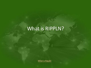 What is RIPPLN?
What is Rippln
 