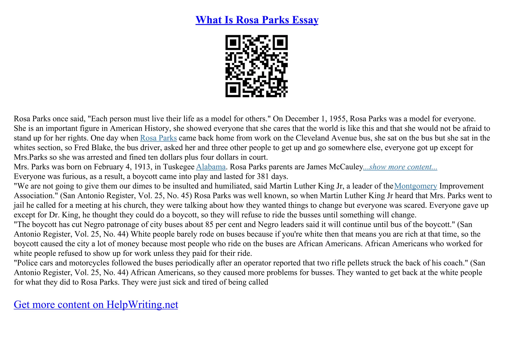 What Is Rosa Parks Essay PPT