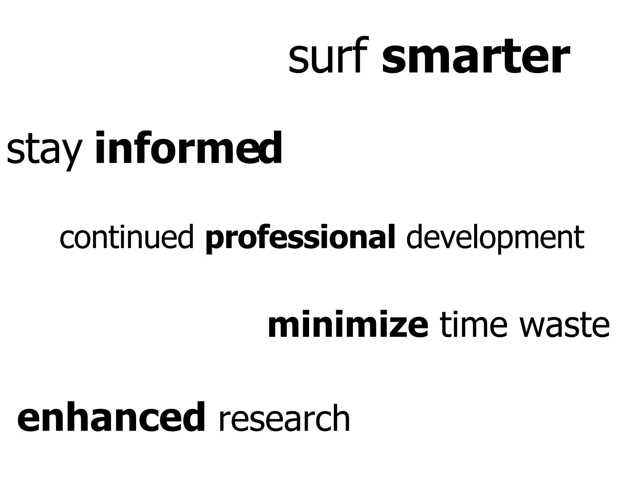 surf  smarter stay  informed continued  professional  development minimize  time waste enhanced  research 