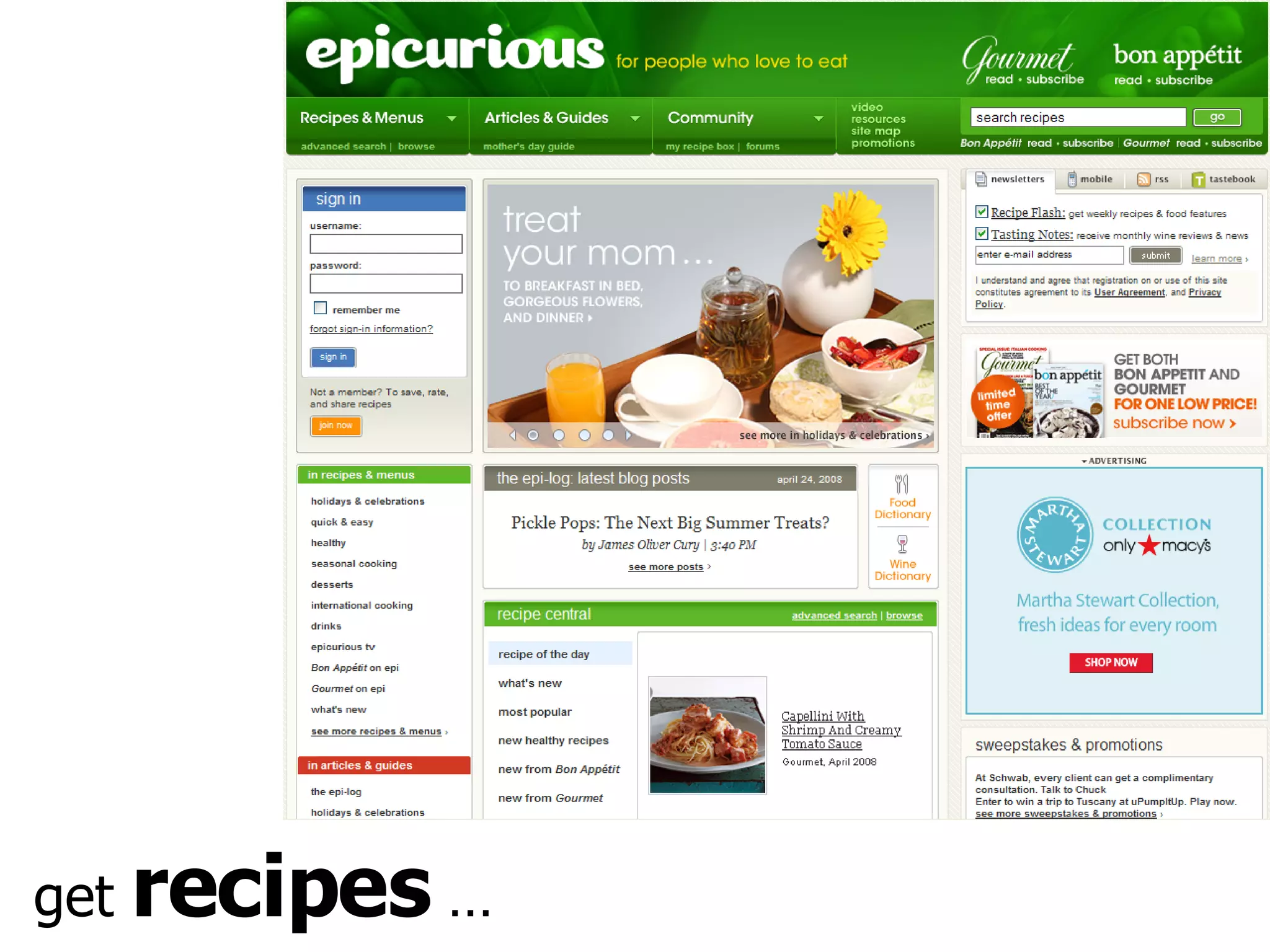 get  recipes  … 