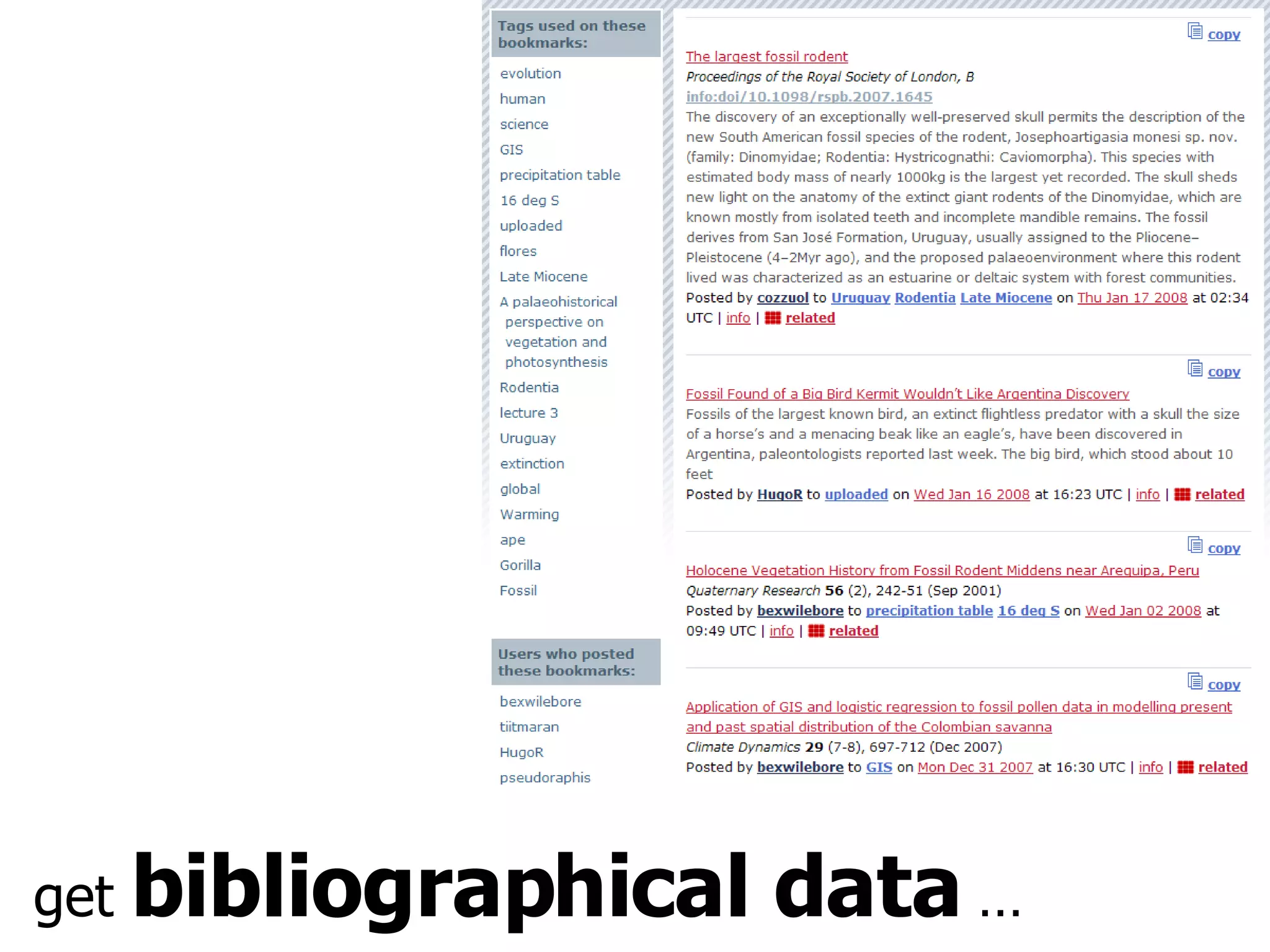 get  bibliographical data  … 