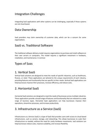 What Is SaaS: An Overview of Software as a Service | PDF
