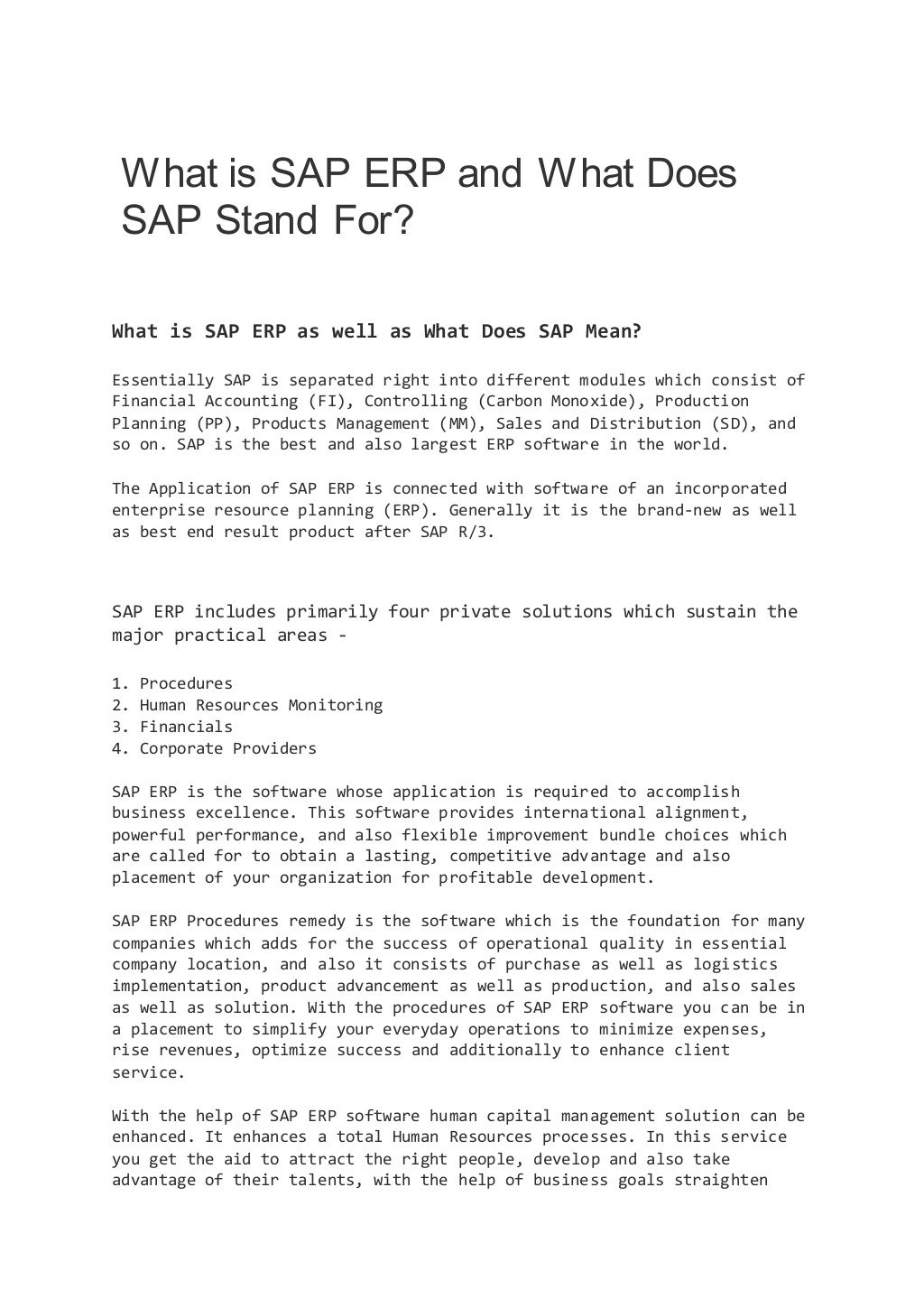 What is sap erp and what does sap stand for