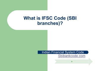 What is IFSC Code (SBI
      branches)?




       Indian Financial System Code
 