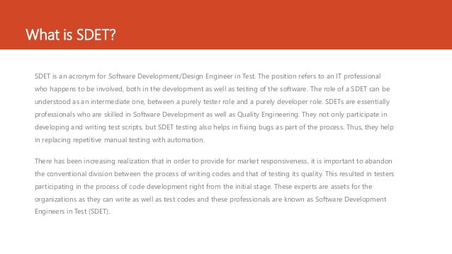 What is SDET The Role to Look For | PPTX